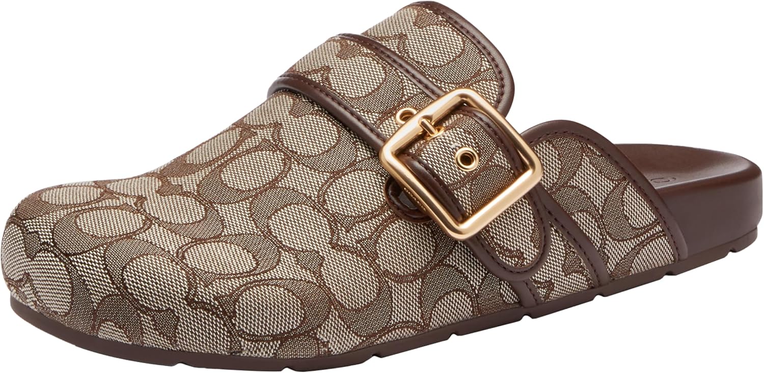 Coach Womens Archive Buckle Clog Signature Jacquard
