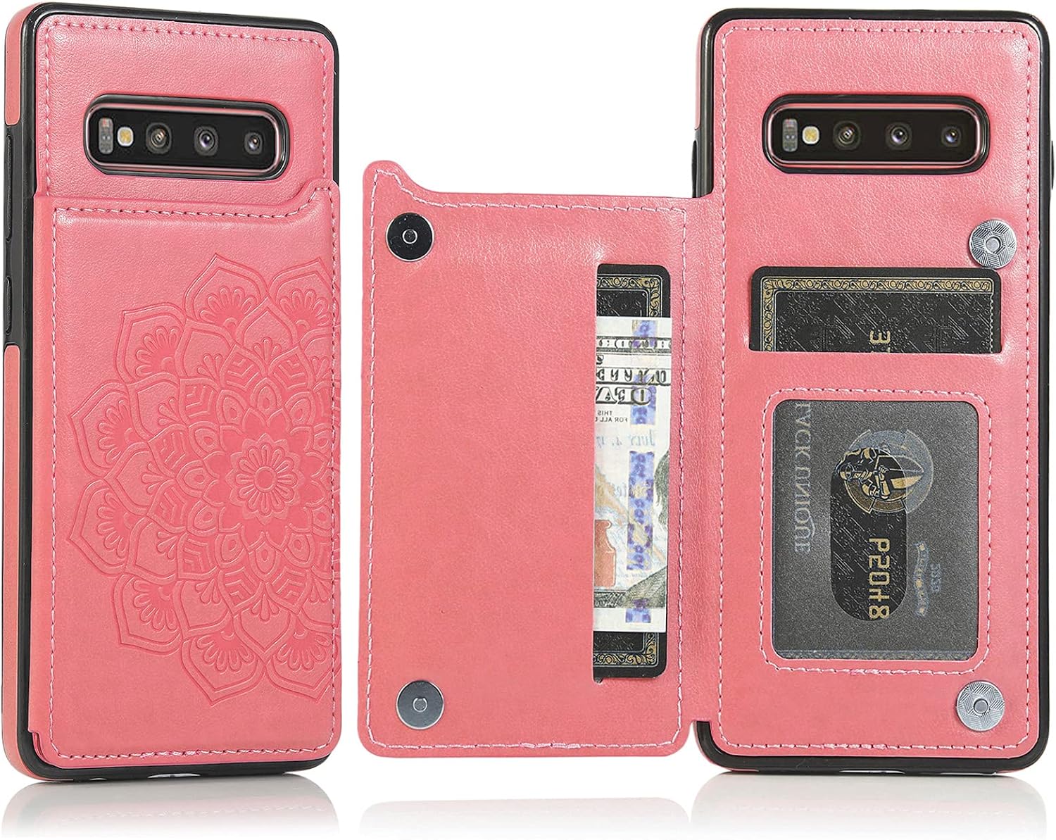 Sumsung Galaxy S10 Plus Case, Galaxy S10plus Wallet Case Protective Cover with Card Slot Holder and Slim Leather Case Compatible with Samsung Galaxy S10plus 6.4inch Pink