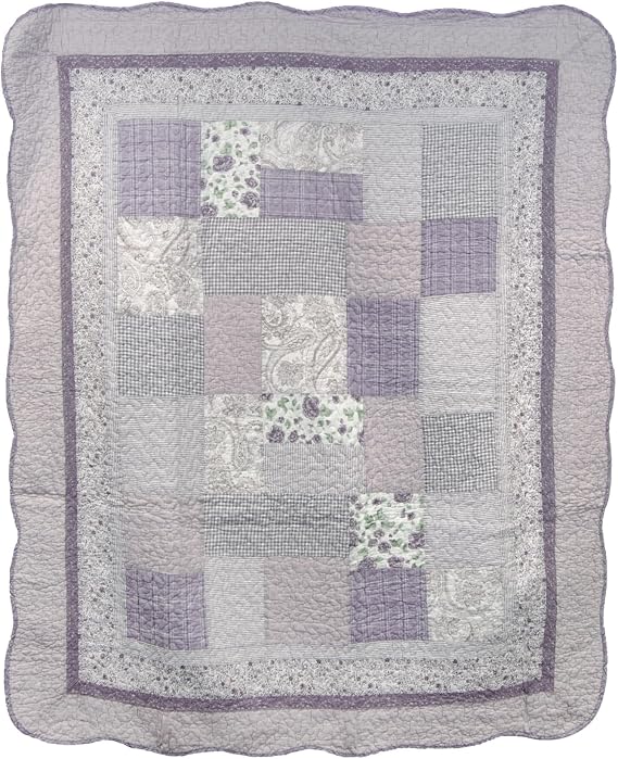Donna Sharp Pieced Cotton Throw, Lavender Rose, 50" x 60"