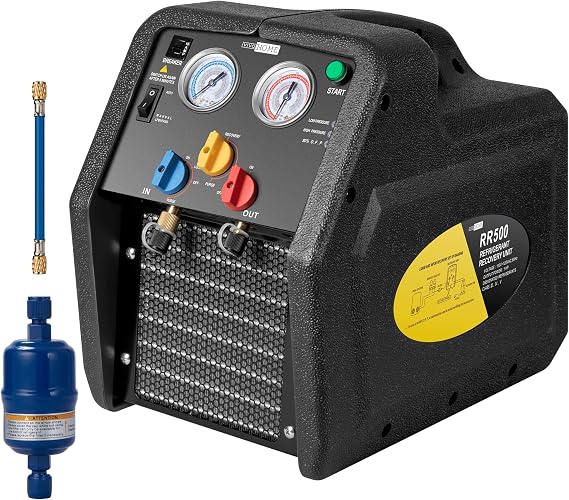 VIVOHOME A2L 1 HP Dual Cylinder Portable Refrigerant Recovery Machine | AC Recovery Machine Oil-Less Freon Recycling Unit for Liquid Vapor Refrigerant R32 R1234yf R454B R134a R410a R12 R22