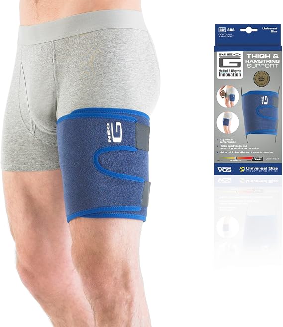 Neo-G Thigh Support Hamstring Support to Quadriceps and Hamstring Muscles – Hamstring Compression Sleeve for Sprains, Strains, Pulled Muscles, Sports Injury – Adjustable – Class 1 Medical Device