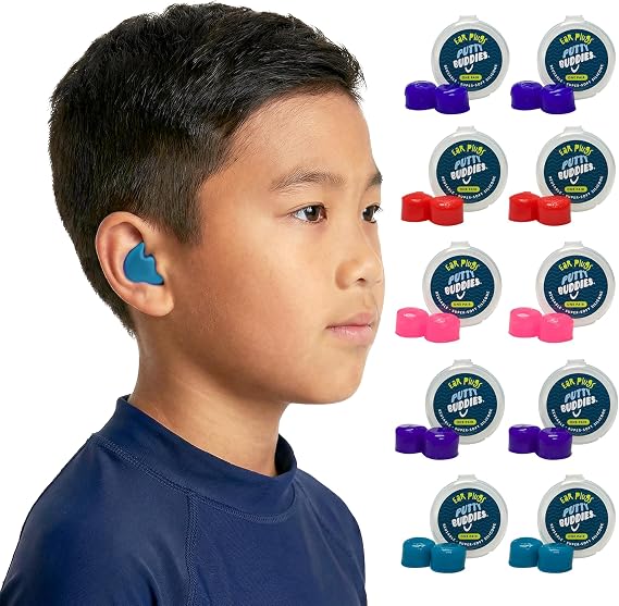 Putty Buddies Super Soft Comfortable Original Swimming Earplugs for Kids (Block Water) 10-Pair Assorted