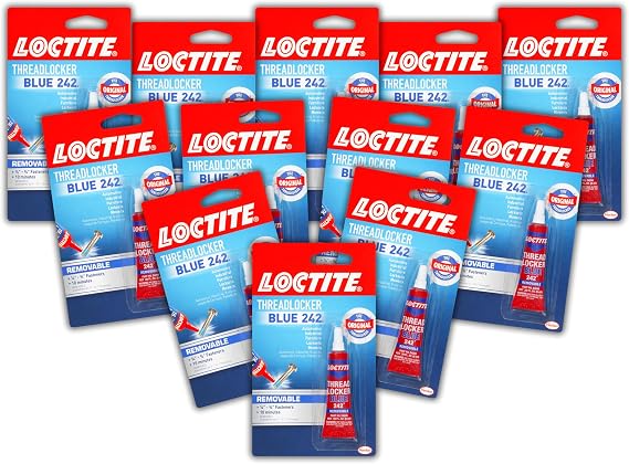 Loctite Heavy Duty Threadlocker, 0.2 oz, Blue 242, 12 Pack
