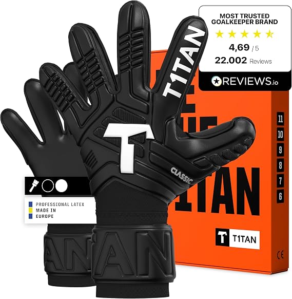 T1TAN Training Goalkeeper Gloves Children Men Classic Size 3-12 Adult Goalkeeper Gloves Teenagers Football Goalkeeper Gloves 3-15+ Years Breathable Strong Grip