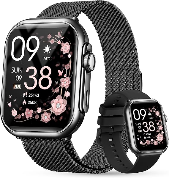 Smart Watch for Women Men Fitness: 1.85" Smart Watch with 30 Days+ Battery Life Make/Recive Call Heart Rate SpO2 Sleep Monitor 120+ Sport IP68 Waterproof Fitness Tracker Watch for iPhone Android Black