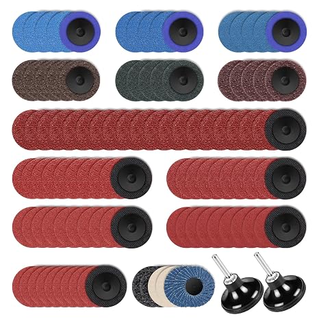 108Pcs 2 Inch Sanding Discs Set, Quick Change & Steady, Die Grinder Sanding Disc with 1/4 Inch Holder, Widely Used, Drill Die Grinder Accessories for Grind Polish Burr Finish Rust Paint Removal