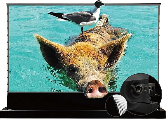 VIVIDSTORM S PRO Motorized Tension Floor Rising UST ALR Projector Screen is Designed for Ultra-Short Throw (UST) Laser TVs, offering a Premium Motorized Projection Experience,VSDSTUST110HP