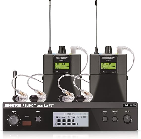 Shure PSM300 Twin Pack Pro Wireless in-Ear Monitor System - G20 | Personal in-ear monitor system with two wireless bodypack receivers for stage monitoring on the G20 band