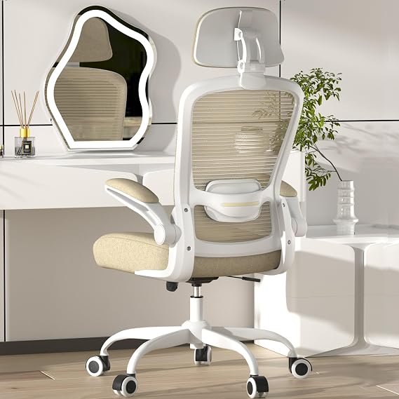 Mimoglad Office Chair, High Back Ergonomic Desk Chair with Adjustable Lumbar Support and Headrest, Swivel Task Chair with flip-up Armrests for Guitar Playing,