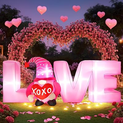 Watato 7FT Long Valentines Day Inflatable Decorations Valentine Gnomes with Love Letters Outdoor Inflatables Romantic Anniversary Wedding Holiday Party LED Lights Blow Ups for Outside Yard Lawn Decor