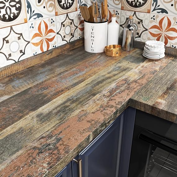 Brown Wood Contact Paper for Countertops Waterproof Shiplap Peel and Stick Wallpaper Self Adhesive Countertop Contact Paper Peel and Stick Wood Wallpaper for Cabinets Tables RV 118" x 17.71"