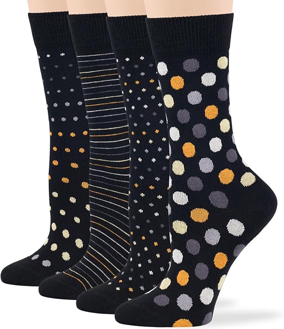 Women's Cotton Crew Socks 4 Pairs Fun Gift for Her All-Day Comfort