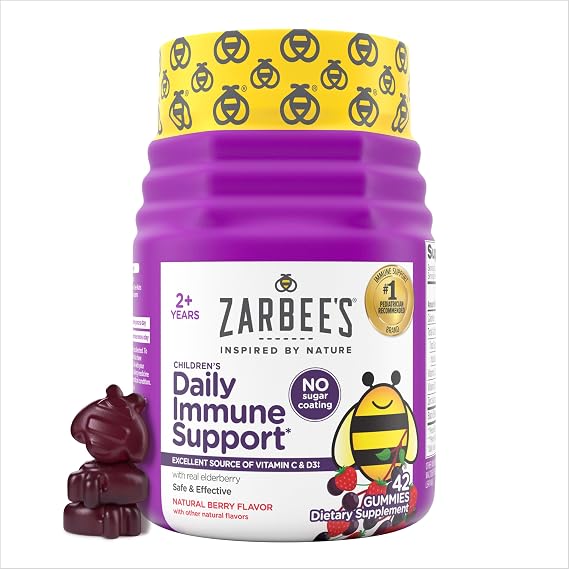 Zarbee's Kids Elderberry Immune Support Gummies, No Sugar Coating, 42 ct