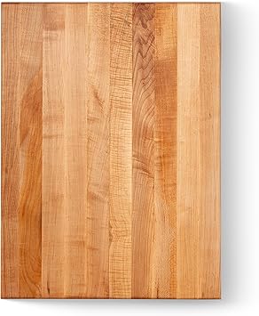 John Boos RA-Board Series Rectangular Wooden Maple Cutting Board 24x18 2.25 Thick, 30-lb Reversible Butcher Block with Edge-Grain & Finger Grips Made in the USA