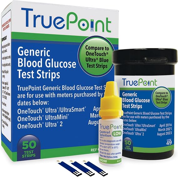 Blood Glucose Test 50 Strips with Level 1 (Low) Control Solution Bundle Compatible with Ultra, Ultra2, UltraMini, UltraSmart Meters Glucose Monitoring Supplies for Home Use