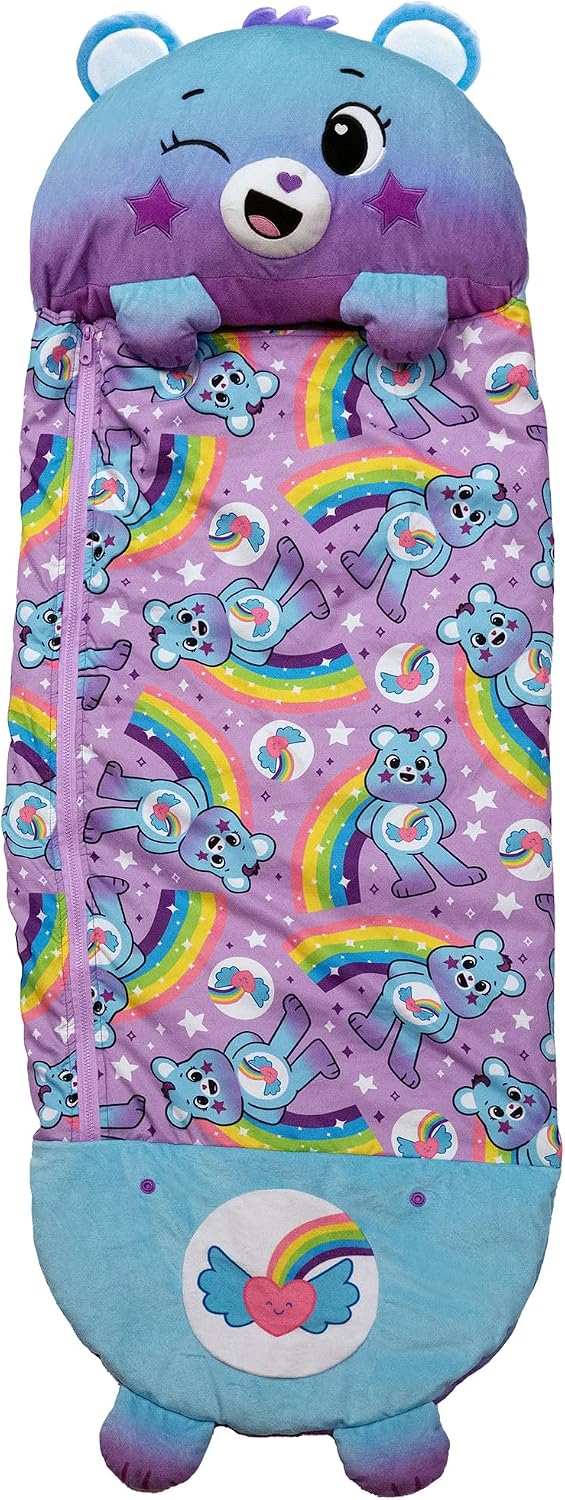 Happy Nappers: Care Bears Sleep Sack Large - Dream Bright Bear - 66 x 30, 2-in-1: Plush Character Opens Into Sleeping Bag, Soft Play Animal, Kids 3