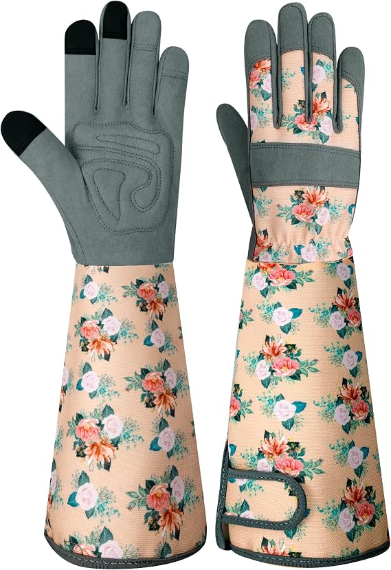 Long Gardening Gloves for Women Thorn Proof Leather Garden Gloves Breathable Working Gloves for Women Yard Outdoor