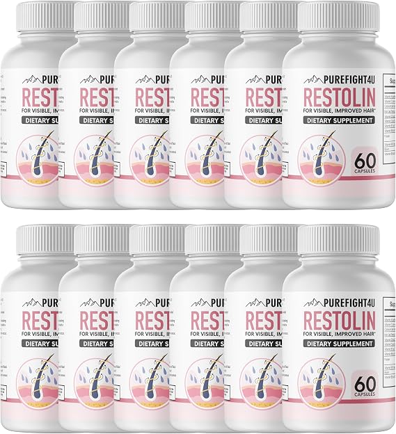 Restolin Hair Support Supplement Supports Healthy Hair Growth & Strength Dietary Supplement | 12 Bottles
