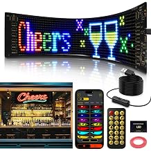 LUXONIC Super Brighter 34.8x10.2CM Scrolling LED Sign Display,USB 5V Flexible Programmable Screen with Bluetooth APP Control,Custom Text Pattern Animation, Waterproof RGB Signs For Car,Home,Store,Bar