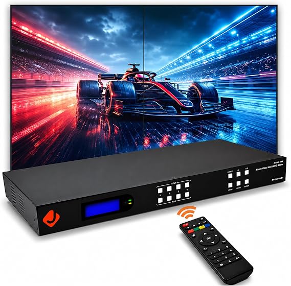 J-Tech Digital 4k 2X2 Video Wall Controller Multiviewer Seamless Matrix 4K@60Hz Input 4K30Hz Output HDCP 2.2 [JTECH-VWM04]