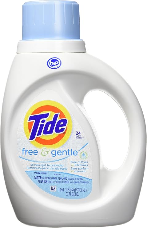 Tide Free & Gentle HE Liquid Laundry Detergent, Unscented, 1.09 L (24 Loads) - Packaging May Vary