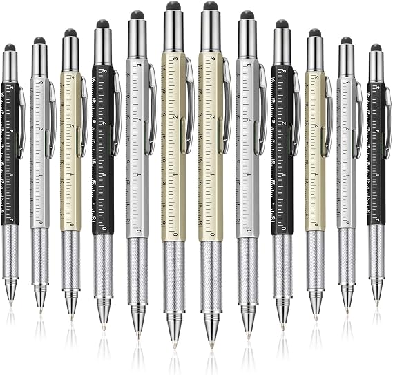 Honoson 30 Pcs Tool Pen with Ruler Multi Color, 6-in-1 Multitool Pens