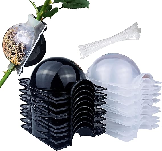 MIIIM 10 PCS Air Layering Propagation Kit with Zip Ties, Reusable Half Transparent Grafting Ball, Air Layering Pods Clear, Plant Rooting Grafting Box for Fast Propagation Plants (Medium)