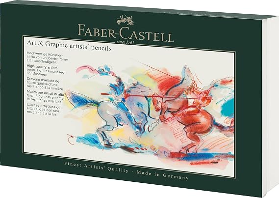 Faber-Castell 210008 Art & Graphic Set 36 Pieces with Polychromos Colouring Pencils Graphite Matt Pencils and Castell 9000 Includes 24 Polychromos coloured pencils 6 graphite matt pencils and 6 Castell 9000 pencils for drawings and sketches