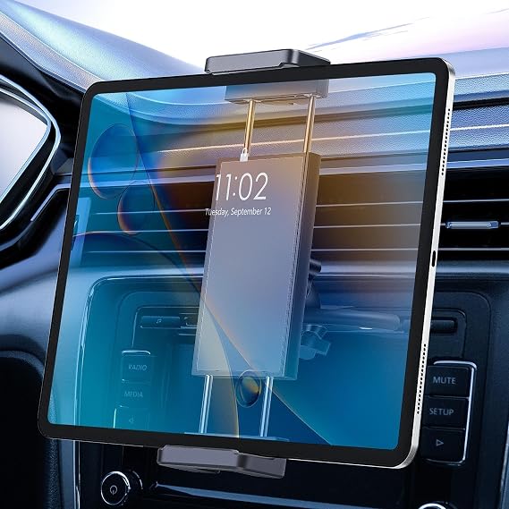 EEEKit 2 in 1 CD Slot Tablet Car Mount, CD Player Car Phone Holder | Universal 360 Rotation - CD Slot Mount for 4-11in Devices - Stable Triangular Support With Anti Slip Pads - Hands Free