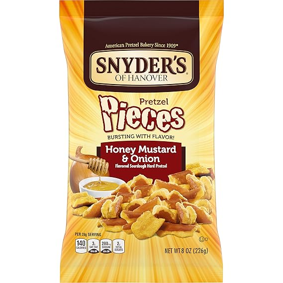 Snyder's PRETZEL PIECES Honey Mustard & Onion 12oz. (Pack of 8)