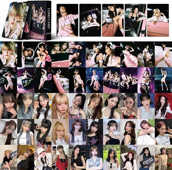 55Pcs Le Sserafim Photocards the Perfect Night New Album Lesserafim Postcards Fans