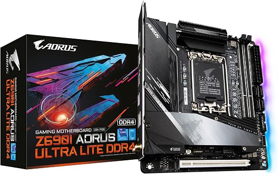 GIGABYTE Z690I AORUS Ultra LITE DDR4 LGA 1700/ Intel Z690/ Mini-ITX/ DDR4/ Dual M.2/ PCIe 3.0/ USB 3.2 Gen2X2 Type-C/Intel WiFi 6 AX201/ Intel 2.5 GbE LAN/Gaming Motherboard