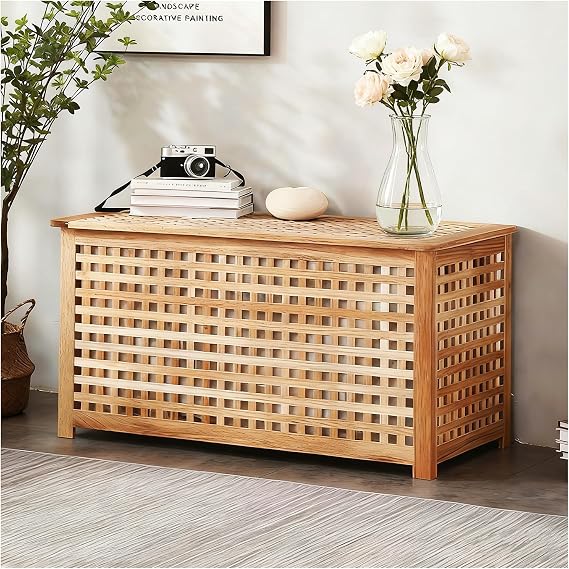 Solid Wood Entryway Bench with Storage, storage chest with Removable Bag | Large storage chest with Removable Bag, Wood Coffee Table for Living-room, Bedroom, Patio, DIY Bunny House, 39x20x20in