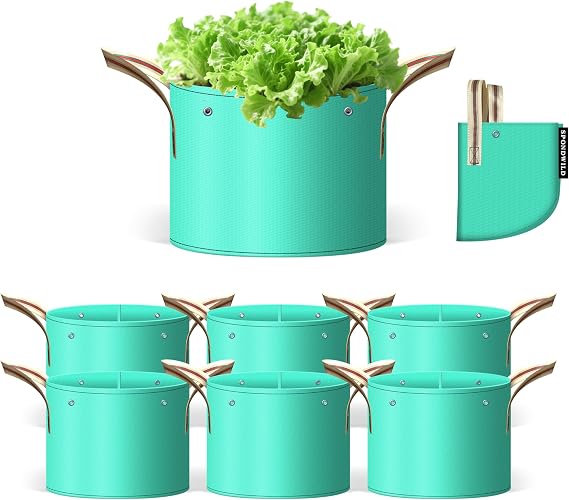 7 Pcs 7 Gallon Grow Bags, PE Garden Pots with Handles for Plants