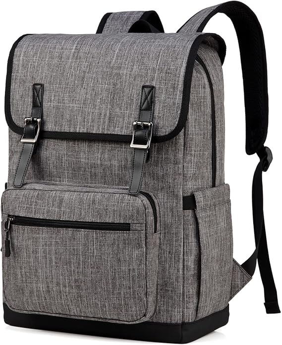 VASCHY Laptop Backpack, Water Resistant Multifunctional Business College Bookbag Computer Travel Backpack for Men Women Fits 15.6in Laptop,Gray