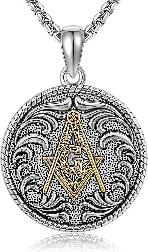 ONEFINITY Masonic Necklace 925 Sterling Silver Freemason Pendant Masonic Jewellery Gifts for Men Women