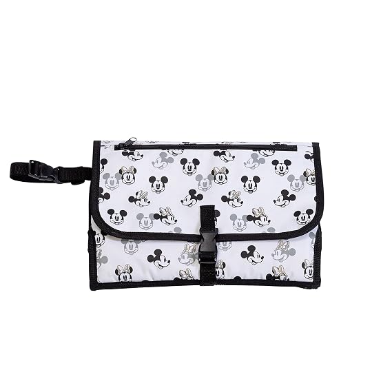 J.L. Childress Disney Baby Portable Diaper Changing Pad & Station, Mickey | Padding, storage pockets, easy to clean, Wipes Case included, Mickey & Minnie print all make this a newborn & mom essential