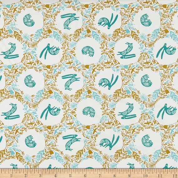 Eugene Textiles Skogen Burrow Green Quilt Fabric by the Yard, Green
