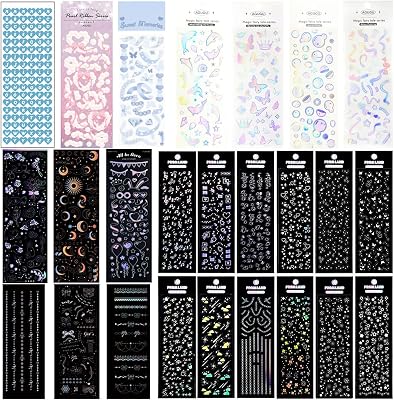 25 Sheets Laser Flashing Deco Stickers Set, Decor Kpop Stickers. for Photocards, Headphones, Water Bottle, Phones, laptops, Planner, Diary Decoration Anything You Like