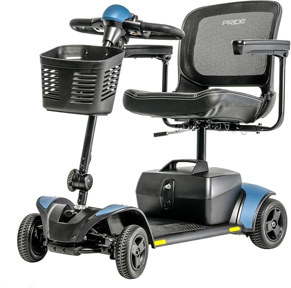 Pride Mobility Go Go Elite Traveller 2 4-Wheel Scooter - Travel Mobility for Adults, 18 Ah Battery, 300 Lbs Weight Capacity, 17"x17" Foldable Seat, Iceberg Blue - SC442E w/18AH