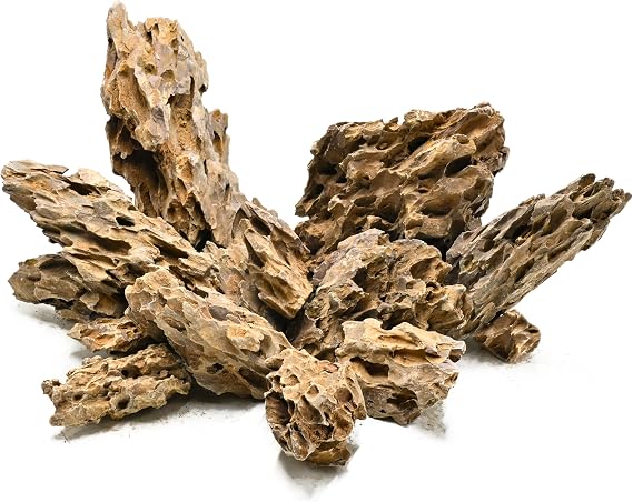 Unocho Aquarium Rocks 5lb Dragon Stone for Aquariums Landscaping Model Fish Tanks Terrariums Vivariums Paludarium Amphibian Enclosures(2-4 inches)