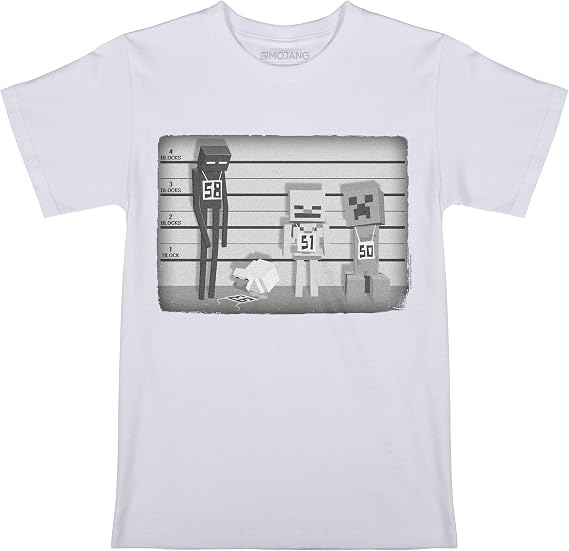 JINX Minecraft Lineup Boys' Tee Shirt, White, Small