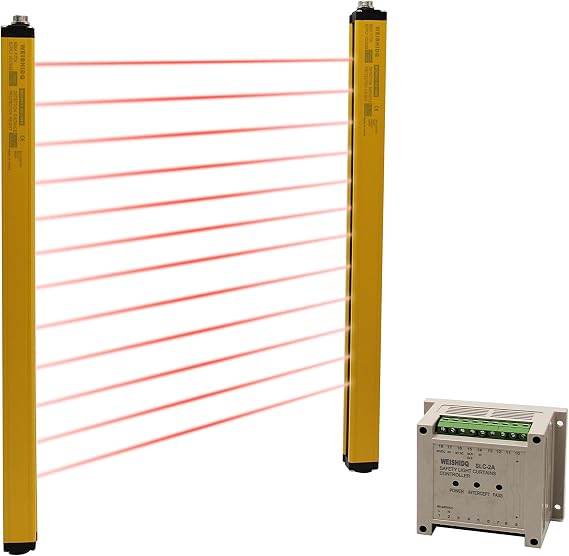 CGOLDENWALL Safety Light Curtains Safety Protection Sensor Light Screen& Beams: 12 &Sensing Height: 510mm (Customizable)