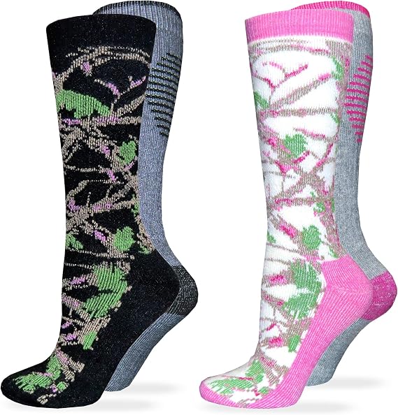 Carolina Ultimate Womens Merino Wool Blend Camo Boot Socks 4 Pair Pack