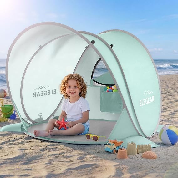 Elegear CumbreXTM Pop Up Baby Beach Tent with Mini Canopy 1S Setup, Green