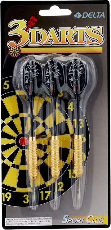 Delta Dart Oku (3’lü Set) - Çelik Uç + Pirinç Gövde + Renkli Kanat - Dart Oku Seti, 18 GR