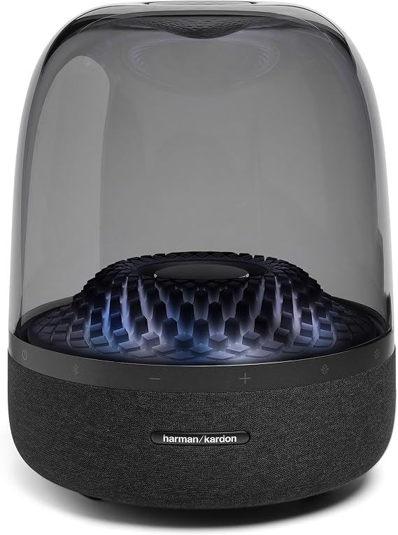 Harman Kardon AURA Studio 4 Wireless Bluetooth Speaker, Ambient Writing, Built-in Subwoofer, Multipoint, Power Cable Drive, 0.1 inch 3.5 mm Analog Input, Recycled Material, Black, HKAURAS4BLKJN