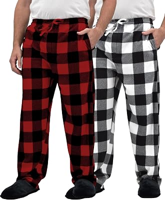 Andrew Scott Mens Micro Fleece Lounge Pants | Cozy Polar-Fleece Plush Pajama PJ Bottoms | Drawstring Pockets | Multi Packs