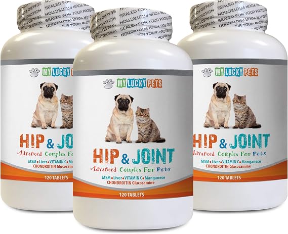 best hip and joint supplement for cats - PET HIP AND JOINT COMPLEX - DOGS AND CATS - NATURAL VET APPROVED FORMULA - IMMUNE BOOST - GOOD FOR STIFF JOINTS - vitamin c drops for cats - 3 Bottles (360 Tab