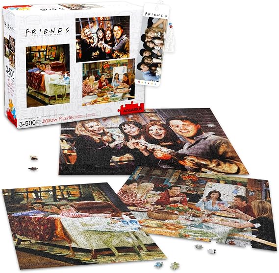 Friends TV Show Jigsaw Puzzle Activity Set for Teens, Adults - 3 Pack 500 Piece Jigsaw Plus Bookmark, More | Friends Merchandise & Collectibles